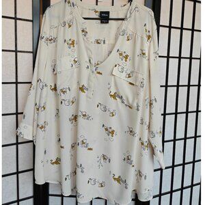 Disney Winnie The Pooh & Friends Light Yellow Pullover Blouse Torrid Harper 4X